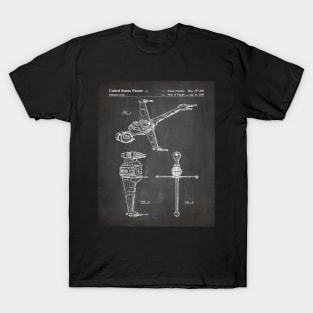 Sci-Fi Movies Patent - Science Fiction Fan Space Ship Art Art - Black Chalkboard T-Shirt